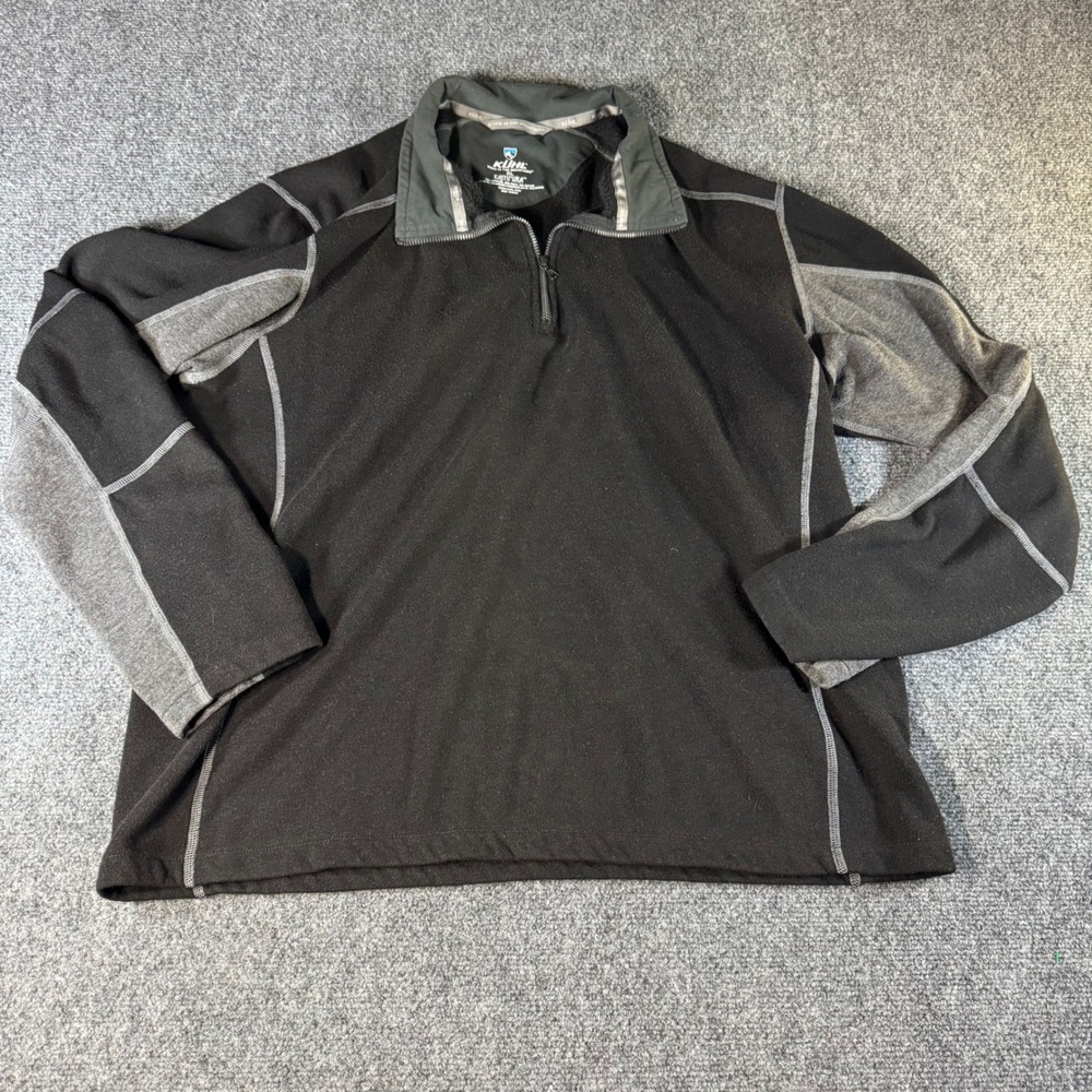 Kuhl Kashmira Mens XL Quarter Zip Fleece Pullover Black Gray Performance Jacket